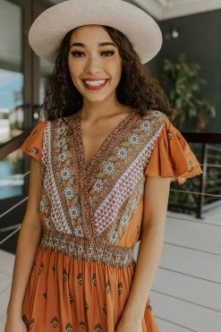 Ces Femme THE RAE TIERED DRESS IN RUST