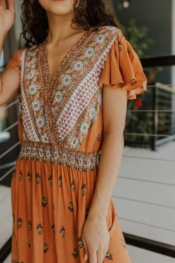 Ces Femme THE RAE TIERED DRESS IN RUST