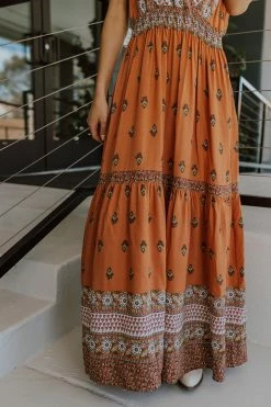 Ces Femme THE RAE TIERED DRESS IN RUST