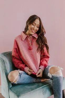 Oddi TOPS THE MCKENNA LONG SLEEVE TOP IN WASHED MAGENTA