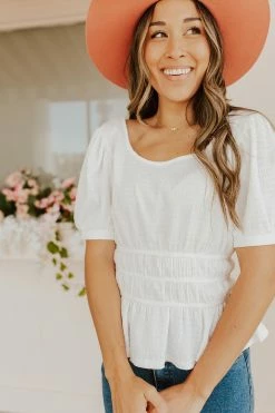 Very J THE WESTON TEXTURED PEPLUM TOP IN WHITE 8 Very J THE WESTON TEXTURED PEPLUM TOP IN WHITE