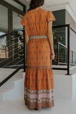 Ces Femme THE RAE TIERED DRESS IN RUST