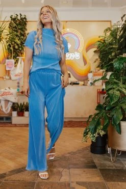 La Roseason THE AUSTIN PLEATED SET IN BLUE