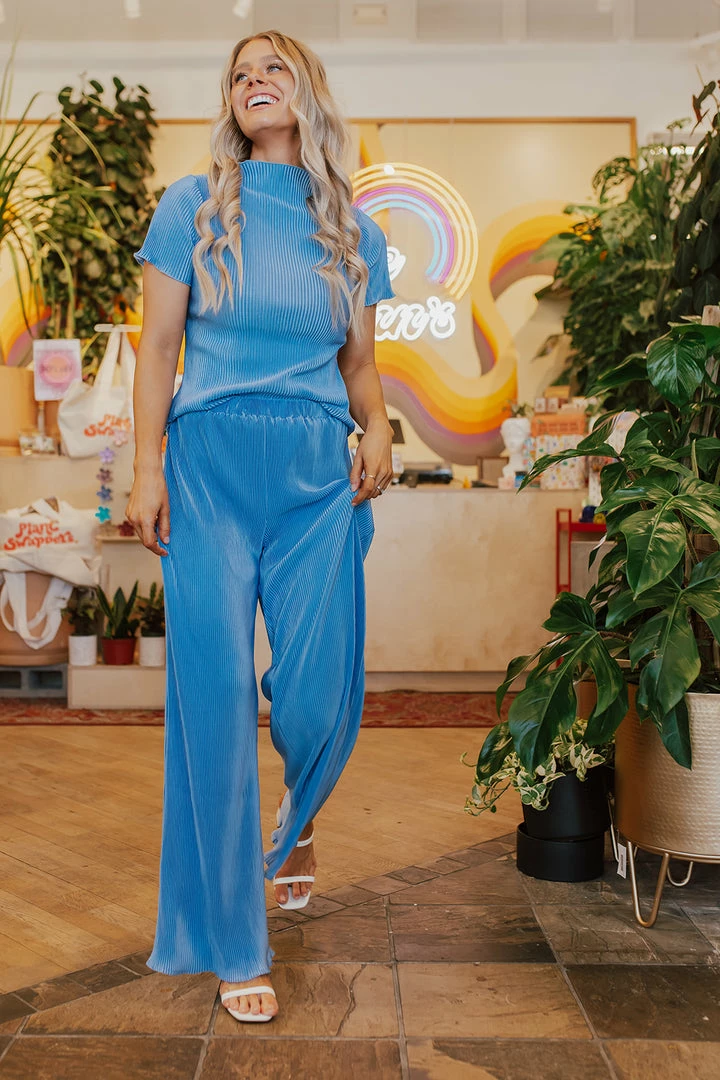 La Roseason THE AUSTIN PLEATED SET IN BLUE 2 La Roseason THE AUSTIN PLEATED SET IN BLUE