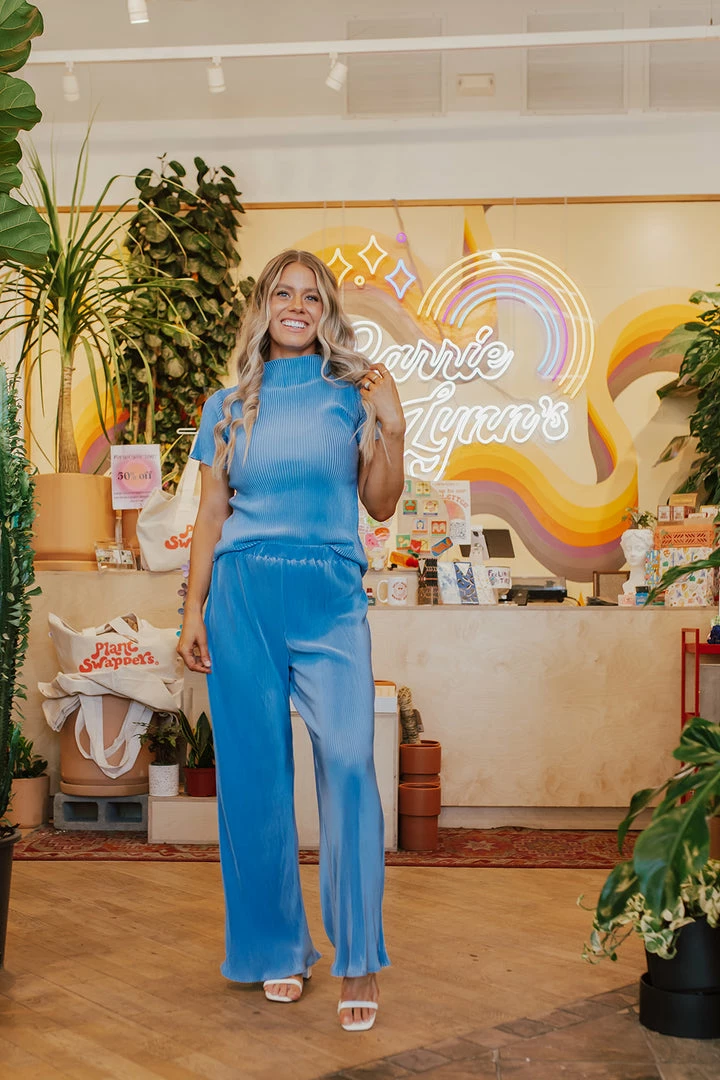 La Roseason THE AUSTIN PLEATED SET IN BLUE 1 La Roseason THE AUSTIN PLEATED SET IN BLUE