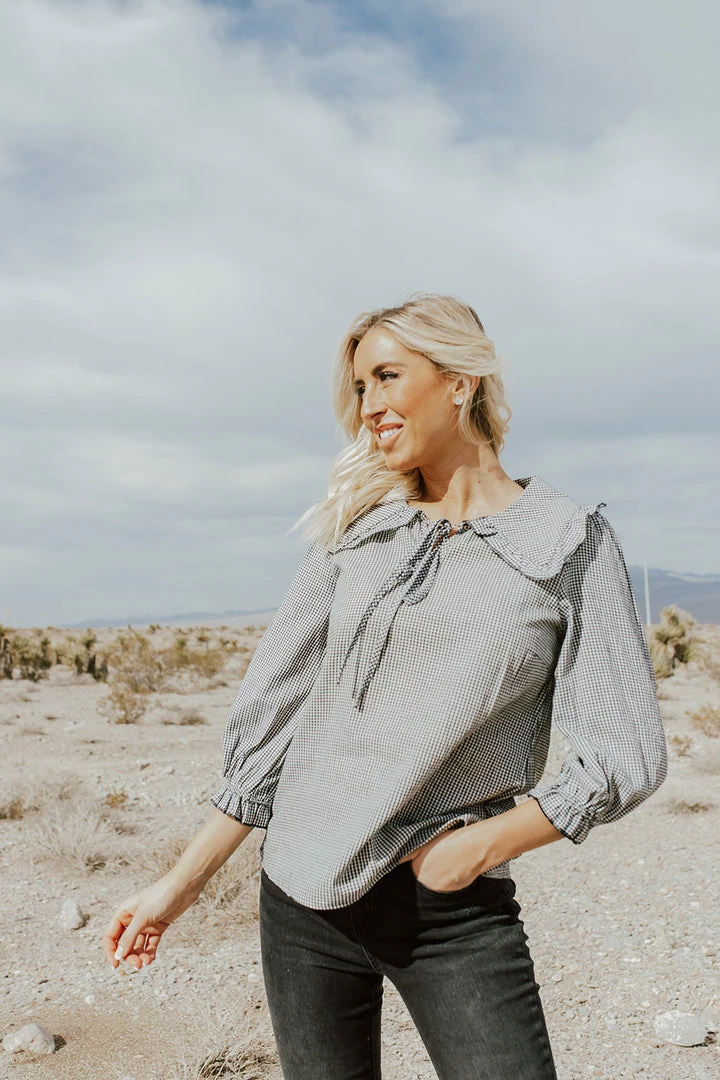 POLAGRAM THE CHARLOTTE CHECKERED BLOUSE IN BLACK AND WHITE 3 POLAGRAM THE CHARLOTTE CHECKERED BLOUSE IN BLACK AND WHITE