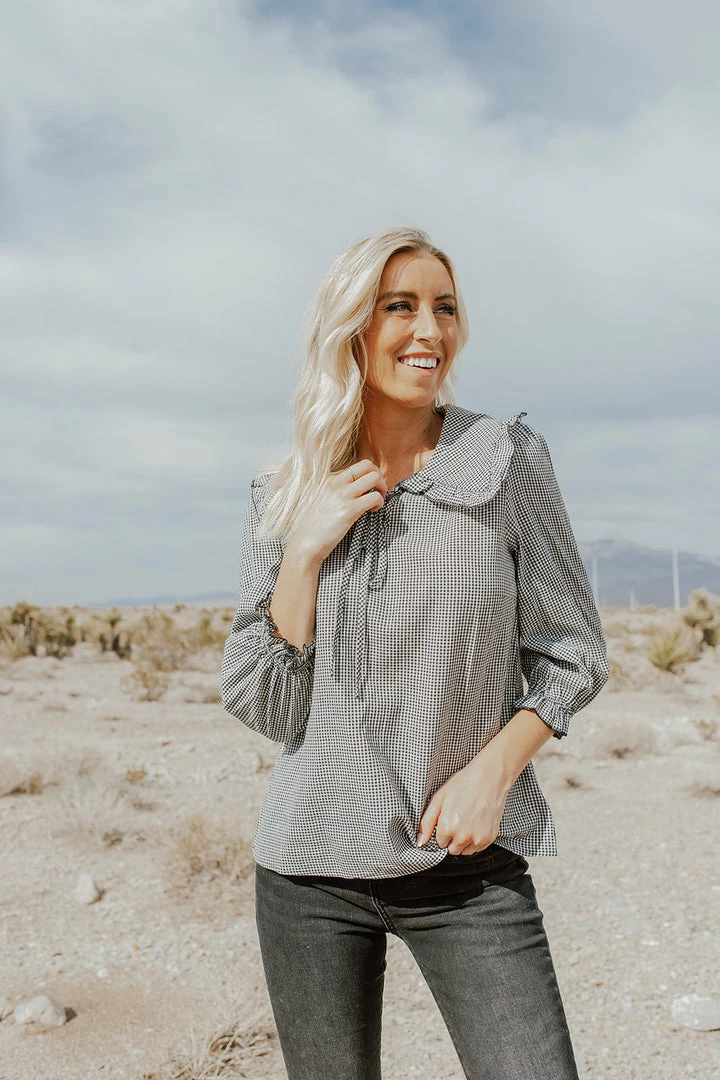 POLAGRAM THE CHARLOTTE CHECKERED BLOUSE IN BLACK AND WHITE 4 POLAGRAM THE CHARLOTTE CHECKERED BLOUSE IN BLACK AND WHITE