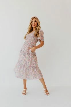 Polagram/Baevely THE DYLAN TIERED MIDI DRESS IN DUSTY BLUE NEW ARRIVALS