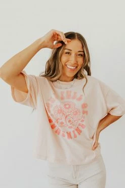 Honestee THE SOUL FULL OF SUNSHINE TEE IN LIGHT PINK NEW ARRIVALS
