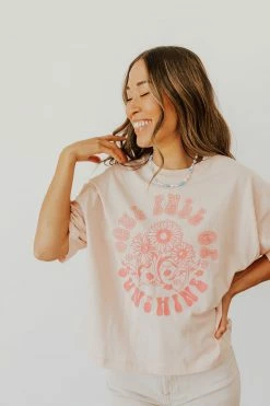 Honestee THE SOUL FULL OF SUNSHINE TEE IN LIGHT PINK NEW ARRIVALS