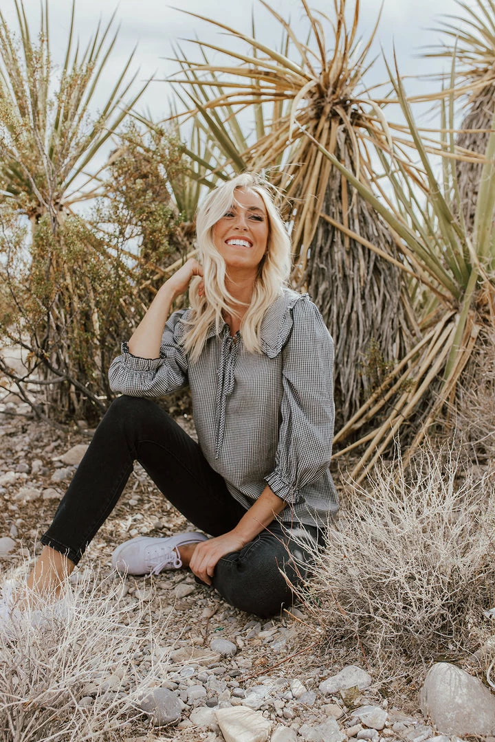 POLAGRAM THE CHARLOTTE CHECKERED BLOUSE IN BLACK AND WHITE 1 POLAGRAM THE CHARLOTTE CHECKERED BLOUSE IN BLACK AND WHITE