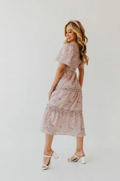 Polagram/Baevely THE DYLAN TIERED MIDI DRESS IN DUSTY BLUE NEW ARRIVALS