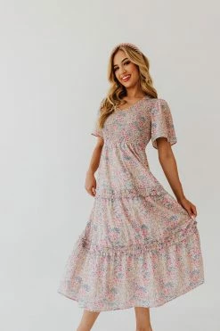 Polagram/Baevely THE DYLAN TIERED MIDI DRESS IN DUSTY BLUE NEW ARRIVALS