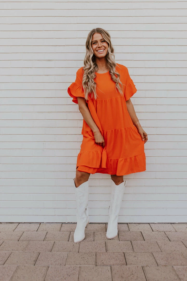 Adora THE OAKLEY TIERED BABYDOLL DRESS IN ORANGE DRESSES 1 Adora THE OAKLEY TIERED BABYDOLL DRESS IN ORANGE DRESSES