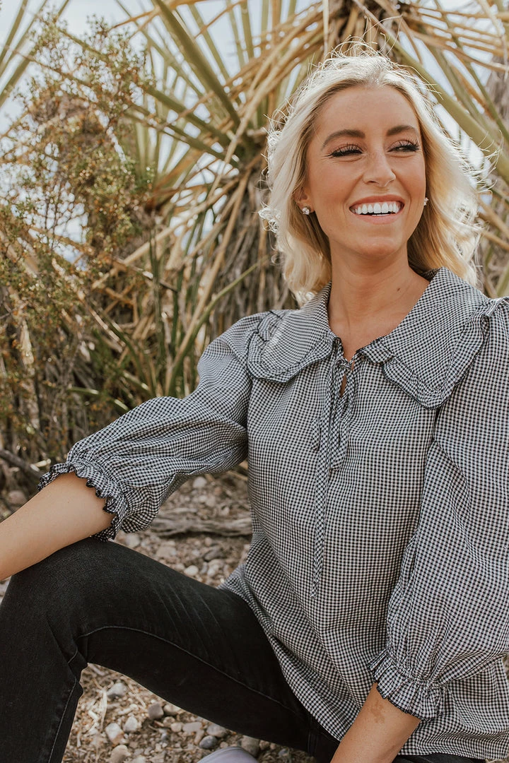 POLAGRAM THE CHARLOTTE CHECKERED BLOUSE IN BLACK AND WHITE 7 POLAGRAM THE CHARLOTTE CHECKERED BLOUSE IN BLACK AND WHITE