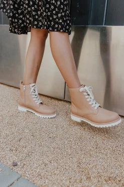 Shoe App THE AURORA LACE UP BOOT IN NUDE SHOES