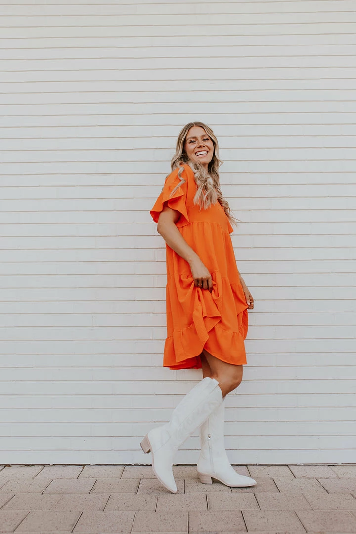 Adora THE OAKLEY TIERED BABYDOLL DRESS IN ORANGE DRESSES 2 Adora THE OAKLEY TIERED BABYDOLL DRESS IN ORANGE DRESSES