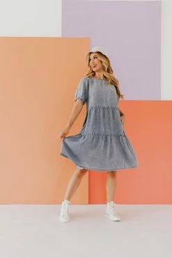 Calista THE DENVER TIERED BABYDOLL DRESS IN DENIM