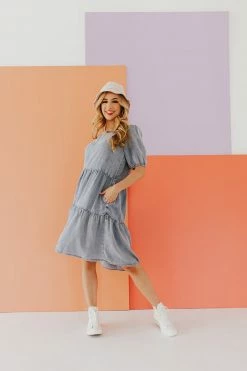 Calista THE DENVER TIERED BABYDOLL DRESS IN DENIM