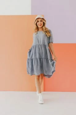 Calista THE DENVER TIERED BABYDOLL DRESS IN DENIM