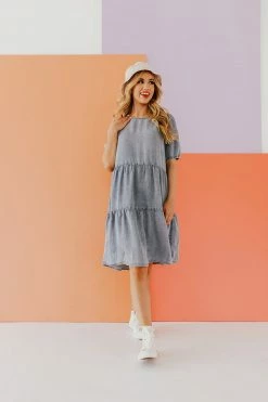 Calista THE DENVER TIERED BABYDOLL DRESS IN DENIM