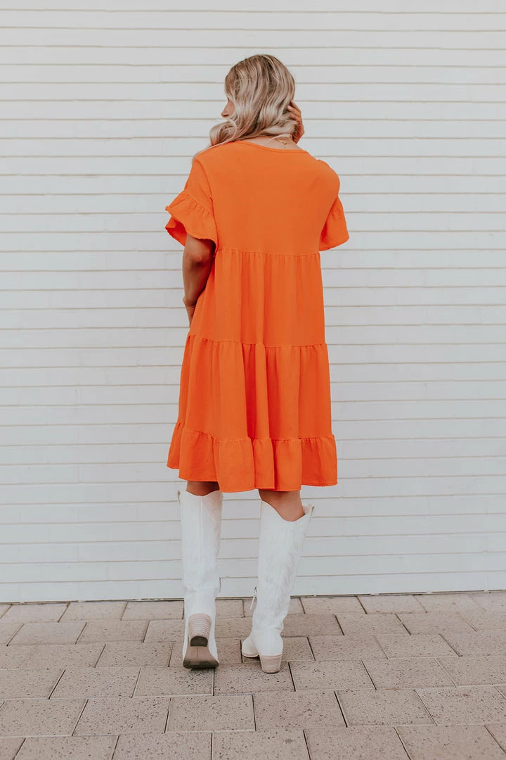 Adora THE OAKLEY TIERED BABYDOLL DRESS IN ORANGE DRESSES 5 Adora THE OAKLEY TIERED BABYDOLL DRESS IN ORANGE DRESSES