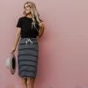 Polagram/Baevely THE STARLING STRIPED SKIRT IN BLACK AND WHITE SKIRTS