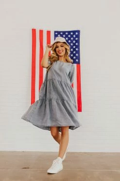 Calista THE DENVER TIERED BABYDOLL DRESS IN DENIM