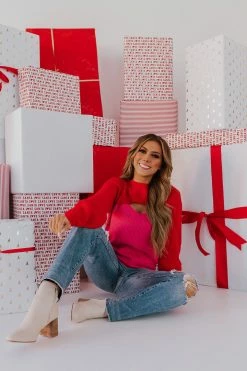 Dee Elly TOPS THE SWEETIE SWEATER IN HOT PINK