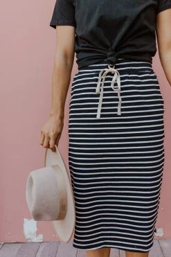 Polagram/Baevely THE STARLING STRIPED SKIRT IN BLACK AND WHITE SKIRTS