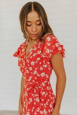 La Soul THE RHEA FLORAL MINI DRESS IN RED