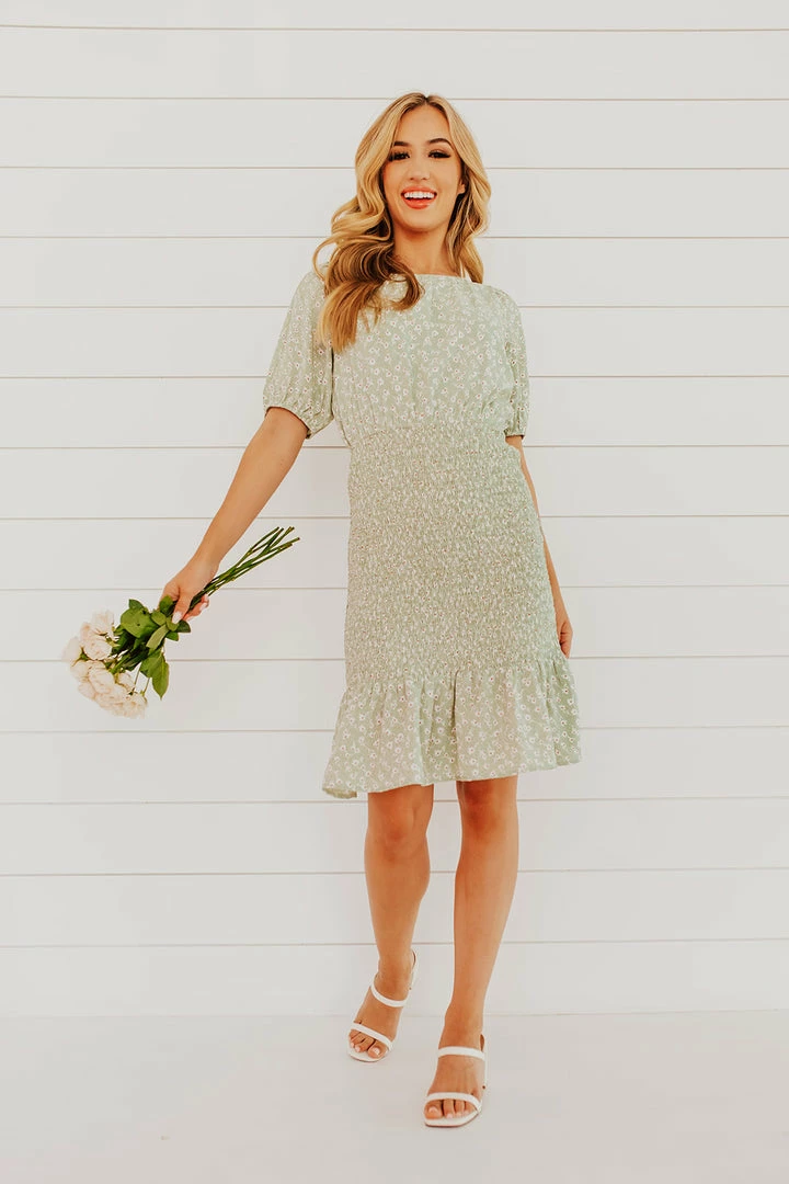 Calista NEW ARRIVALS THE ARIEL SMOCKED MIDI DRESS IN MINT FLORAL 3 Calista NEW ARRIVALS THE ARIEL SMOCKED MIDI DRESS IN MINT FLORAL