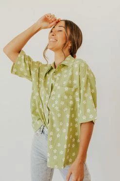 Pretty Garbage NEW ARRIVALS THE LUAU BUTTON DOWN SHIRT IN LIGHT GREEN