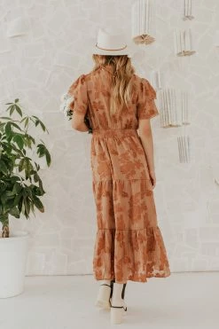 Polagram/Baevely THE BRIANE FLORAL MIDI DRESS IN BROWN NEW ARRIVALS