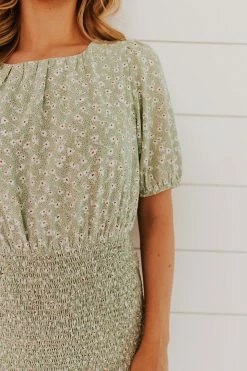 Calista NEW ARRIVALS THE ARIEL SMOCKED MIDI DRESS IN MINT FLORAL 8 Calista NEW ARRIVALS THE ARIEL SMOCKED MIDI DRESS IN MINT FLORAL