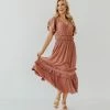 Elleborn THE MACY MIDI DRESS IN MAUVE