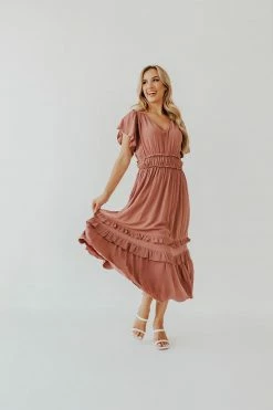 Elleborn THE MACY MIDI DRESS IN MAUVE