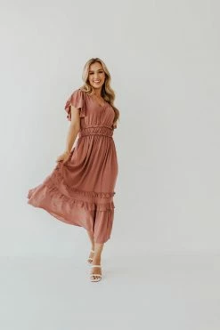 Elleborn THE MACY MIDI DRESS IN MAUVE