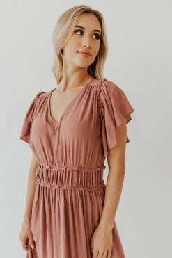 Elleborn THE MACY MIDI DRESS IN MAUVE