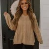 Bibi TOPS THE VALENCIA V-NECK SWEATER IN TAUPE