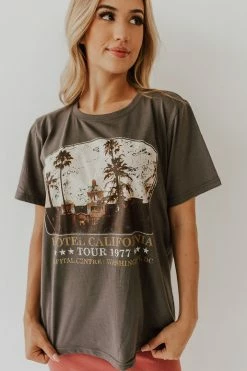 12pm By Mon Ami THE HOTEL CALIFORNIA GRAPHIC TEE IN SLATE NEW ARRIVALS