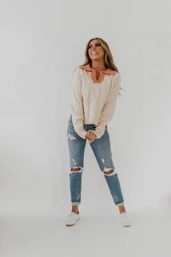 Paper Moon THE CONCORD COLLARED SWEATER IN CREAM