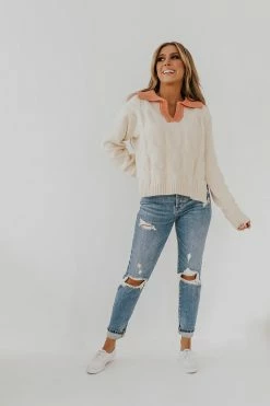 Paper Moon THE CONCORD COLLARED SWEATER IN CREAM