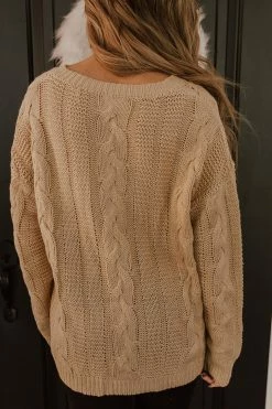 Bibi TOPS THE VALENCIA V-NECK SWEATER IN TAUPE