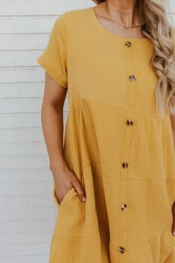 Cotton Bleu THE BUMBLEBEE BABYDOLL DRESS IN YELLOW DRESSES