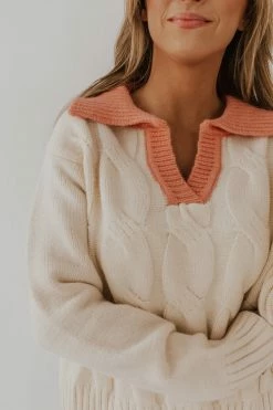 Paper Moon THE CONCORD COLLARED SWEATER IN CREAM