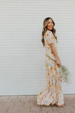 Offline Inc THE OPHELIA MAXI DRESS IN ORANGE FLORAL