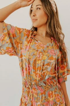 Kentce THE GOLDIE FLORAL MIDI DRESS IN MULTI NEW ARRIVALS