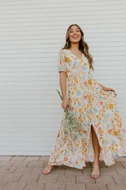 Offline Inc THE OPHELIA MAXI DRESS IN ORANGE FLORAL