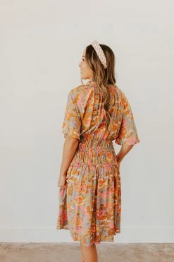 Kentce THE GOLDIE FLORAL MIDI DRESS IN MULTI NEW ARRIVALS